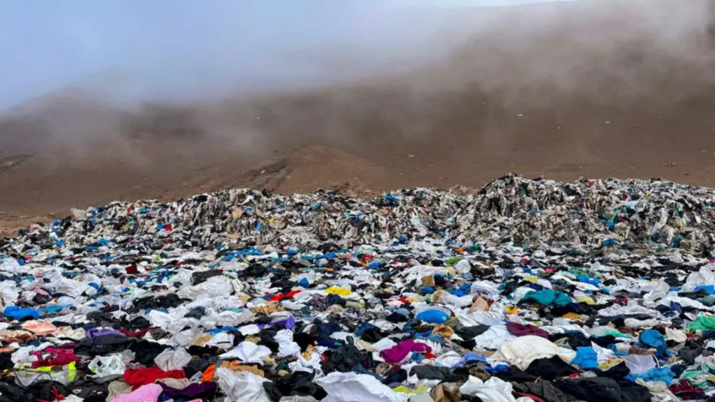 Landfill of discarded clothing.